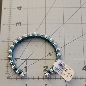 Express Silver and Teal Beaded Bracelet